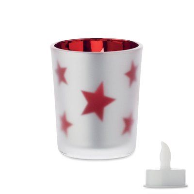 Vela LED en frasco cristal Rojo