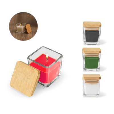 Vela perfumada en vaso de cristal con tapa