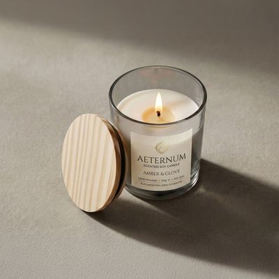 Vela con tapa de madera