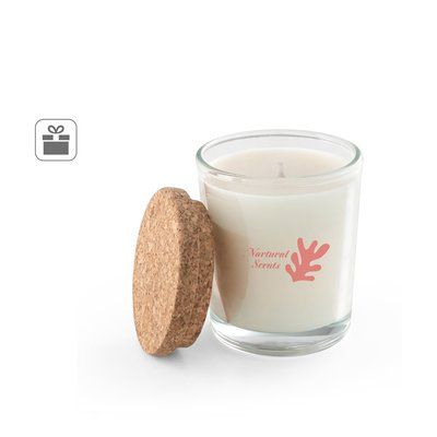 Vela en vaso de cristal y tapa de corcho